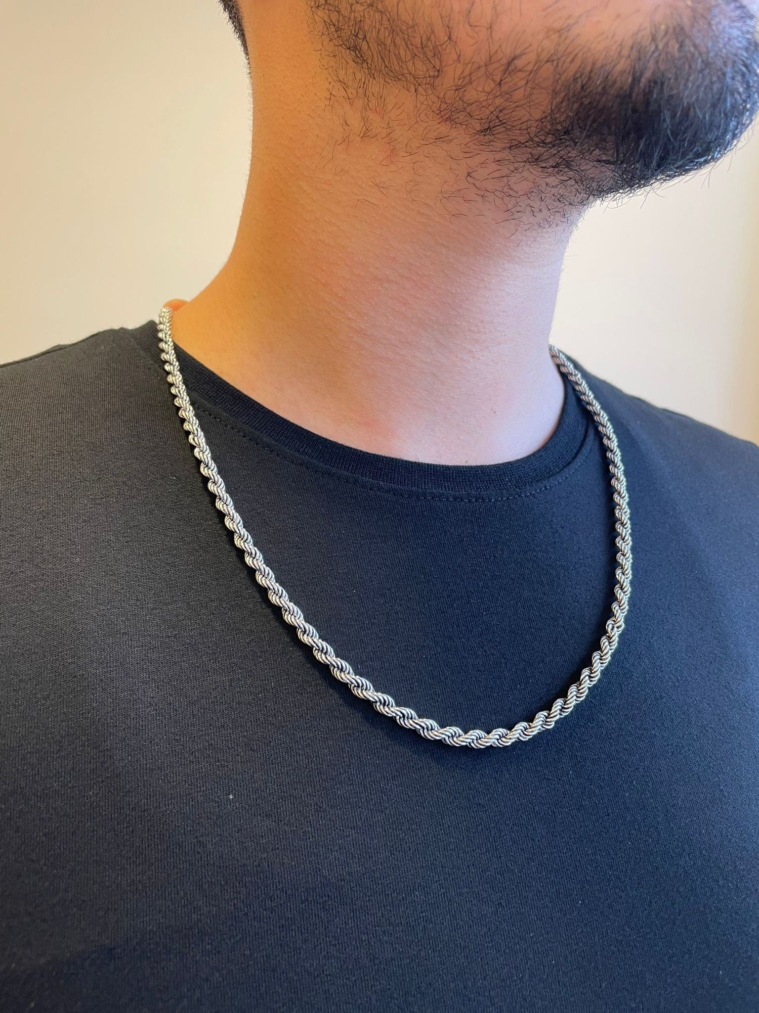 Men's Jewellery Stylish Rice Shape Link Style Stainless Steel Neck Chain  For Boys and Men
