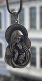 Mother Mary and Baby Jesus Silver Pendant
