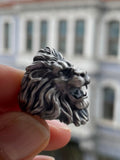 Silver Roaring Lion Band Ring