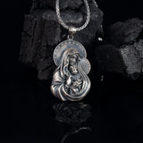 Mother Mary and Baby Jesus Silver Pendant