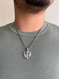 Shield Sword and Wings Silver Pendant