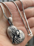 Skull in the Heart Silver Necklace