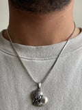 Skull in the Heart Silver Necklace