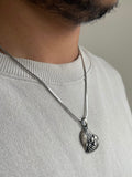 Skull in the Heart Silver Necklace