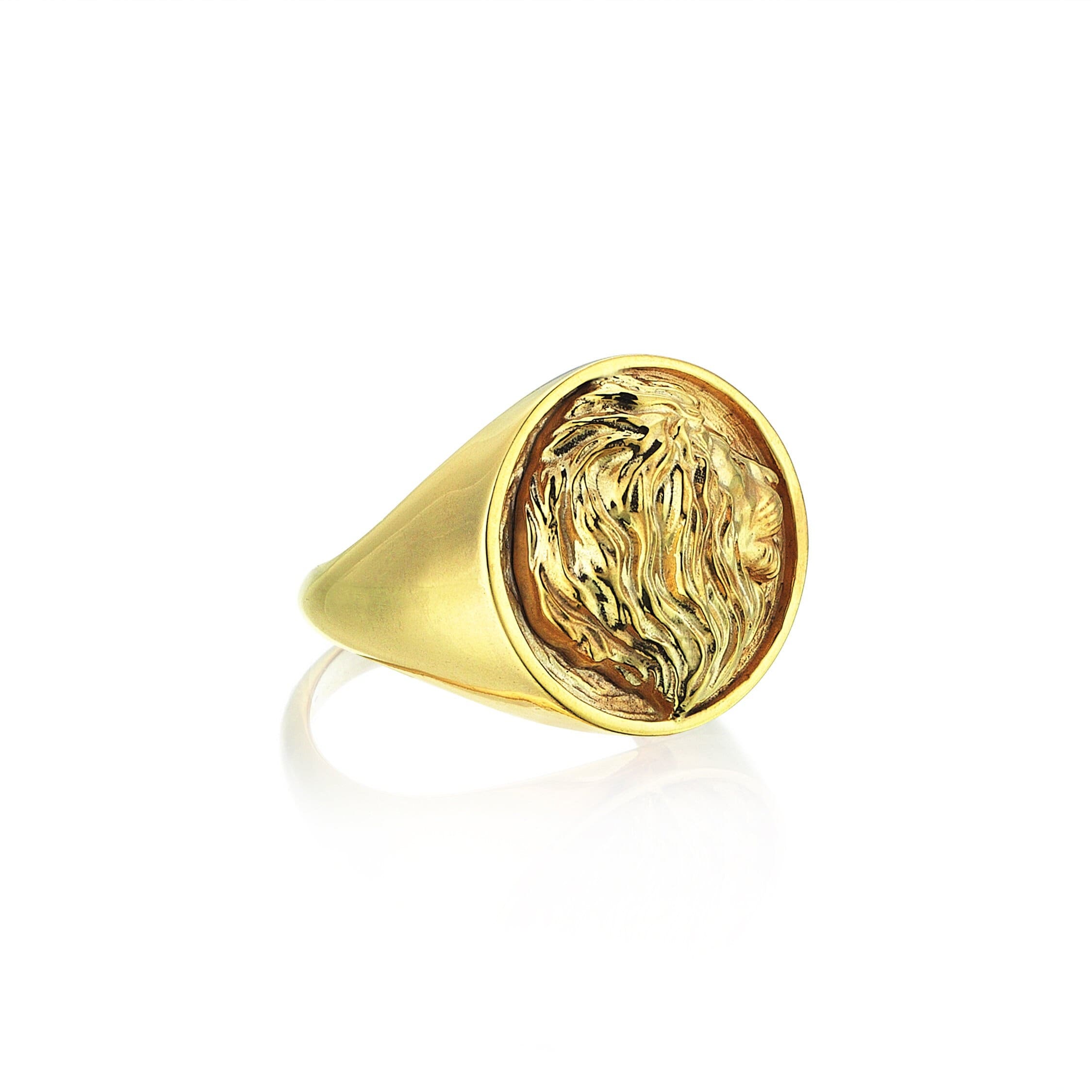 Petrvs Lion Signet Ring in Sterling Silver with 18K Yellow Gold, 19mm |  David Yurman