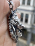 Man in Wolf Disguise Silver Necklace