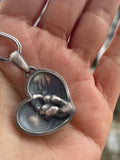 Skull in the Heart Silver Necklace