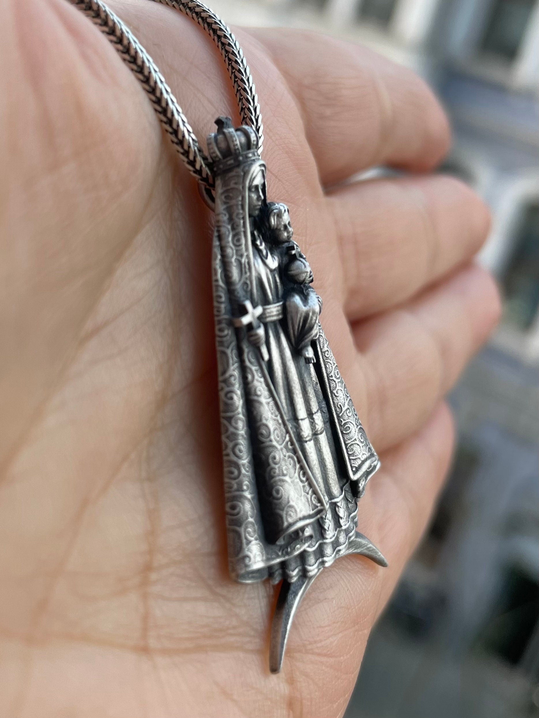 Our Lady of Guadalupe necklace AMEN burnished 925 silver | online sales on  HOLYART.com