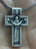 Crucified Jesus and Virgin Mary Silver Pendant