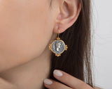 Ancient Augustus Germanicus Coin Gold Plated Hinged Earrings