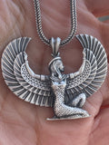 Winged Isis  Silver Necklace