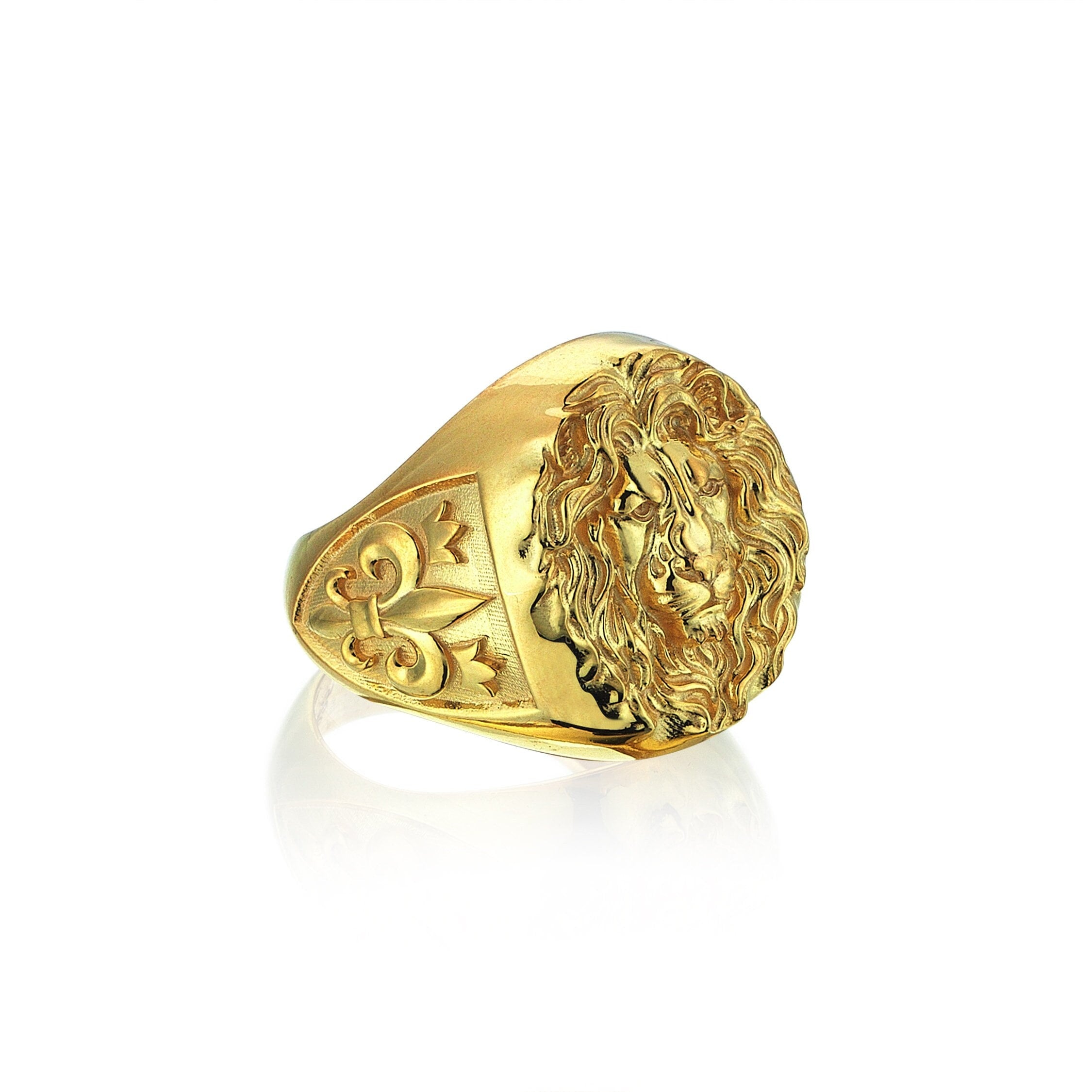 18K, 22K Real Solid Yellow Gold Lion Face Ring, Hallmark Handmade Unique  Ring for Men's, Valentine Gift - Etsy