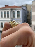Solid Gold Roaring Lion Band Ring
