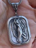 Virgin Mary Angel Wings Medallion Necklace