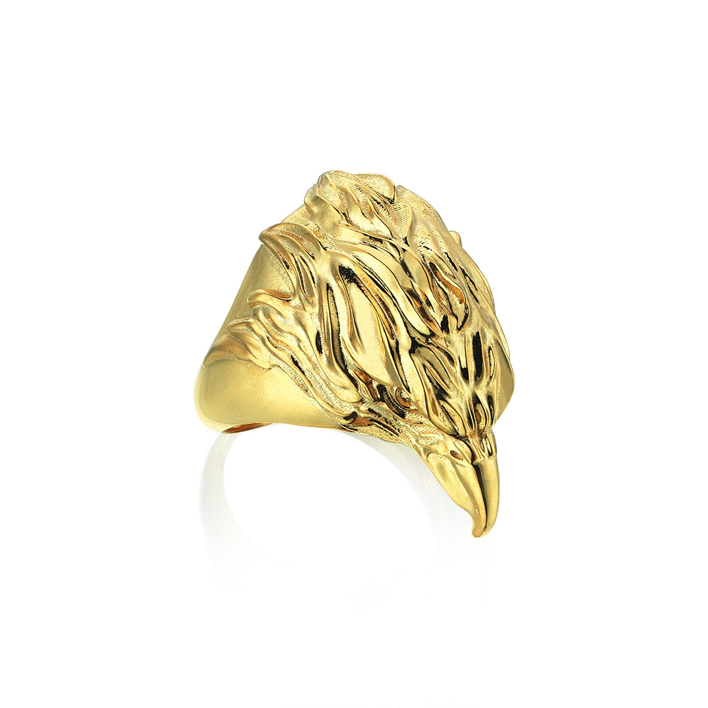 Milgrain Golden American Eagle Ring in Solid White Gold | Takar Jewelry